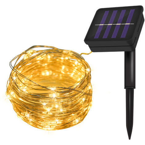 BUNTHAUS Guirlande Lumineuse Solaire Extérieure, [Lot de 2] Guirlande Lumineuse Solaire 10m 100 LED Imperméable 8 Modes Guirlande Lumineuse Solaire en Fil de Cuivre(couleur chaude [20 mètres 200 lumiè
