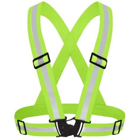 BUNTHAUS Harnais de Sécurité Réfléchissant Haute Visibilité Réglable Gilet Vert Fluorescent Unisexe