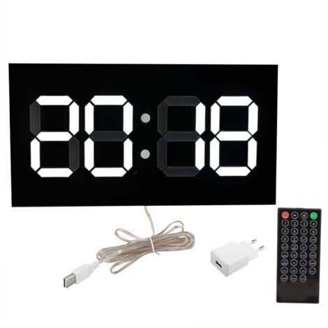 BUNTHAUS Horloge murale 3D en acrylique, télécommande électronique, corps convexe, chiffres blancs, prise 100-240VEU