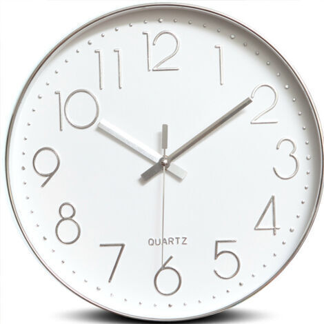 BUNTHAUS Horloge murale minimaliste (argenté), 30CM (12 pouces) Horloge murale moderne et silencieuse, mouvement à quartz silencieux