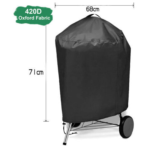 BUNTHAUS Housse Barbecue Rond Exterieur Imperméable, Tissu Oxford 420D, Coupe-Vent, Anti-UV Bache de Protection Barbecue BBQ Grill avec Poignées (71x68cm) - Noir