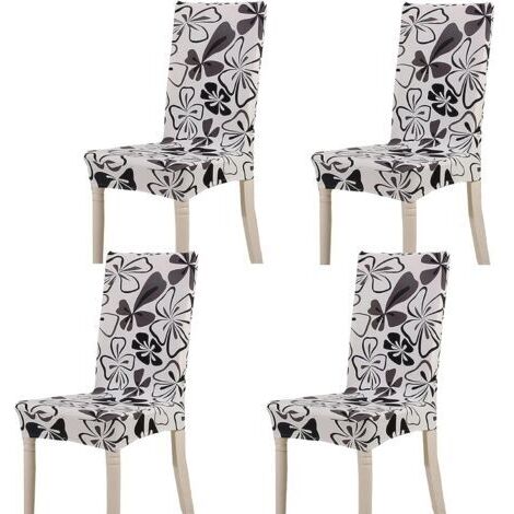 BUNTHAUS Housse de Chaise Décor 4 pièces Housse de Chaise Stretch-Housse Couverture de Chaise de matériau Spandex avec Bande élastique pour Un Ajustement Universel, très Facile à Nettoyer et Durable（N