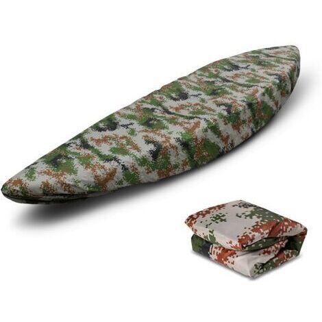BUNTHAUS Housse de Protection Contre la Poussière pour Kayak, Imperméable, pour Stockage de canoë, en Polyester, pour Bateau de Pêche/Kayak/canoë/Planche à Pagaie (Camouflage à Grandes, Longueur : env