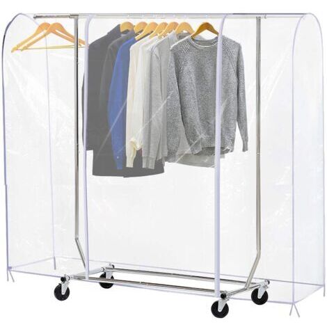 BUNTHAUS Housse transparente pour portant à vêtements avec 2 fermetures éclair durables - Étanche et anti-poussière - Taille M : 150 x 50 x 150 cm