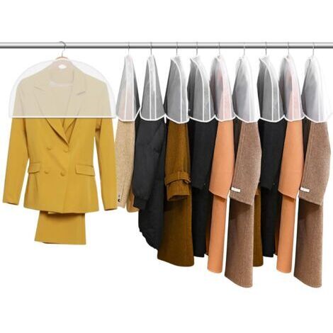 BUNTHAUS Housses de Vêtements,Lot de 10 housses d'épaule pour vêtements,Penderie Protection Pliable,Housses d'épaule de vêtement PEVA pour vêtements pour Chemise/Costume