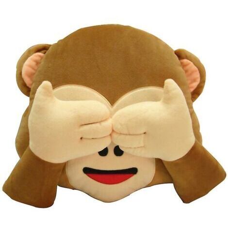 BUNTHAUS Icône émotionnelle Monkey Face Pillow Throw Cushion 32x32cm Pas d’écoute / pas de regard / pas de parole