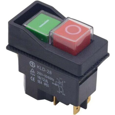 BUNTHAUS Interrupteur Magnétique Etanche, MoreChioce 4 Broches Bouton Poussoir Marche/Arrêt Commutateur Arrêt de Démarrage Accessoires pour Machines-Outils 250V 16A, Ensoleillé
