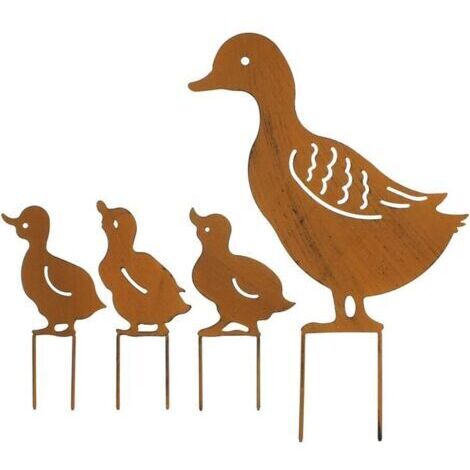 BUNTHAUS Jardin Stakes Ornements fer Canards Mignon famille Plugin Pelouse Décoration Animaux Métal Canards décoratifs Métal Canard Ornements de jardin pour l'extérieur Décorations, Jardin des animaux