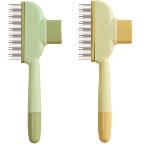 BUNTHAUS (Jaune + Vert) Peigne à Poils pour Chats et Chiens, Peigne Autonettoyant pour Animaux de Compagnie avec Bouton Realease, Brosse D'épilation pour Animaux de Compagnie pour le Toilettage