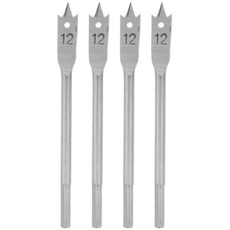 BUNTHAUS Jeu de 4 forets plats en acier à haute teneur en carbone pour le travail du bois, 12 mm