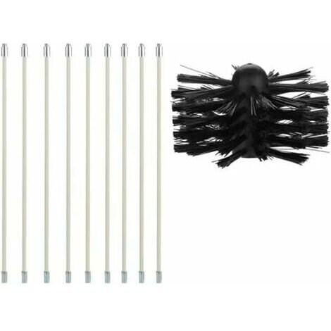 BUNTHAUS Kit Brosse de Cheminée, Outil Nettoyage pour Cheminées Brosse Kit de Ramonage Ccontient 9 (40cm Tiges Flexibles et 1 (100mm) Tête de kit de ramonage du Poêle à Granulés pour Poêle à Pellet