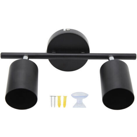 BUNTHAUS Kit de spots LED sur rail, 2 têtes de 27,4 cm (10,8 pouces), orientable à 90°, pour ampoules GU10.