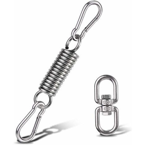 BUNTHAUS Kit de Suspension pour Hamac, Ressort pour Chaises-Hamac avec Mousquetons et Anneau Rotatif, Accessoire pour Chaise Hamac, pour Chaises de Porche Balançoires à Suspendre Crochets de Suspensio