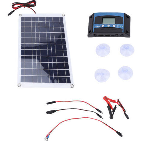 BUNTHAUS Kit Panneau Solaire 40W Monocristallin avec Régulateur MPPT - pour Bateau, Tracteur, Camping-car