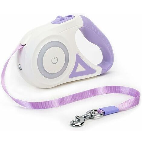 BUNTHAUS Laisse De Chien Rétractable, Frein Et Verrouillage Faciles à Un Bouton Laisse De Chien Extensible avec Lampe De Poche LED(M, Longueur De Corde 5M, Violet)