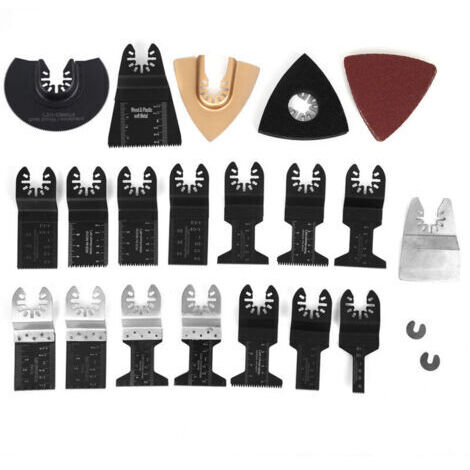 BUNTHAUS Lames de scie oscillantes universelles, 26 pièces, en acier à haute teneur en carbone, outil multifonction pour couper et polir le bois, le plastique et le PVC.
