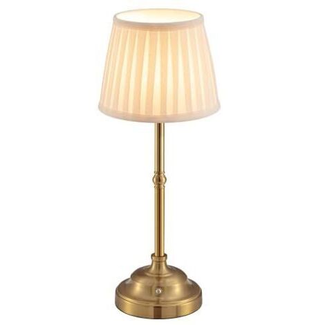 BUNTHAUS Lampe de table LED sans fil à intensité variable - Lampe de chevet rétro - Batterie - 4000 mAh - Convient pour l'intérieur, l'extérieur, le bar, le salon (abat-jour doré + beige)