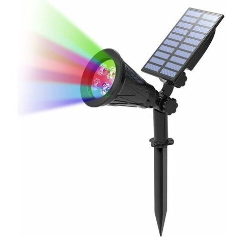 BUNTHAUS Lampe Solaire Extérieur, Solaire Projecteur avec 4 couleurs changeantes, Extérieur sans Fil Etanche IP65 Lampe Jardin avec 180° Réglable Spot Solaire pour Jardin, Cour, Chemin, Allé. [Classe 