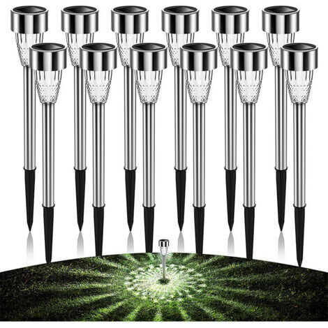 BUNTHAUS Lampe solaire Lot de 12 lumières solaires extérieures lumières solaires de voie solaires étanches lumières de jardin solaires décoratives pour passerelle de cour de jardin(Lumières chaudes)