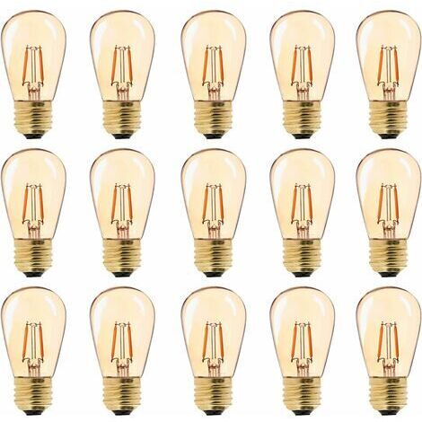 BUNTHAUS LED E27 Vintage Ampoule, ST45 Faciles à 1W=10W Ampoules à Incandescence, Super Blanc Chaud 2200 K E27 Medium Base Ampoule Lampe de Chevet, Doré en Verre, Non Dimable, Lot de 15 [Classe énergé