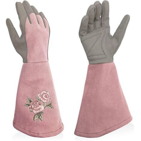 BUNTHAUS (L)Gants de jardin pour femme En cuir synthétique Avec protection complète contre les épines Gants de travail longs avec résistance aux perforations Pour le jardinage