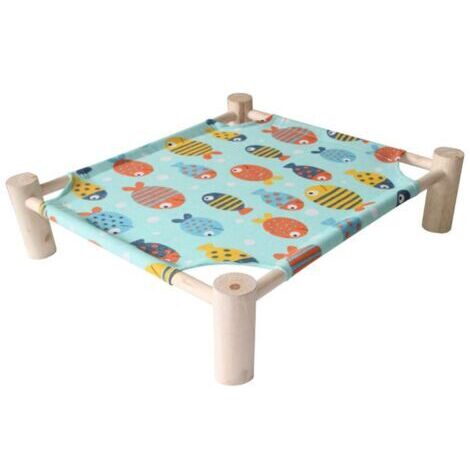 BUNTHAUS Lit de promenade pour animaux, lit d'été pour chien, tapis en bois pour chat, lavable et utilisable en toutes saisons, lit de promenade pour chien et chat