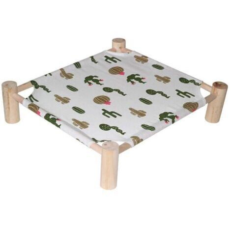 BUNTHAUS Lit surélevé pour animaux de compagnie, lit de camping surélevé portable, lit pour chat, lit d'été, en maille respirante lavable, lit pour chat antidérapant en bois