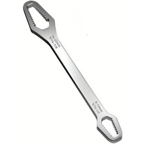 BUNTHAUS Longueur 230 mm Clé de précision en argent  Design hexagonal à double tête pour un ajustement universel (8 22 mm)