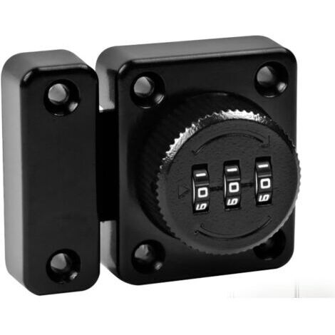 BUNTHAUS Loquet Porte Sans Clé Serrure a Code à 3 Chiffres Serrure Code avec Vis de Fixation de Sécurité Serrure Porte Coulissante pour Placard d'armoire, Noir