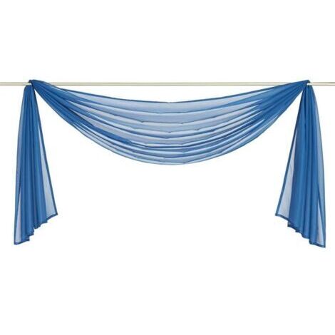 BUNTHAUS Lot de 1 cantonnière en voile transparent - Pour chambre à coucher, salon, mariage - Bleu TV - 140 x 600 cm-Ensoleillé