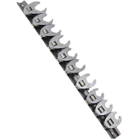 BUNTHAUS Lot de 10 clés à écrou évasé 3/8\"  10 22 mm  Avec rail de rangement