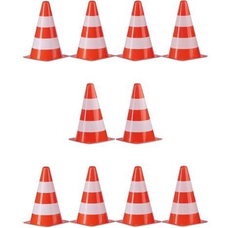 BUNTHAUS Lot de 10 cônes d'avertissement empilables pour sac de transport, sac à lacets, niches de marque, en pylone, 22 cm, orange/blanc