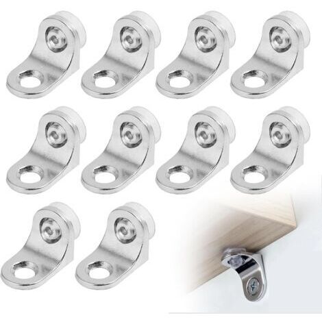 BUNTHAUS Lot de 10 équerres d'angle robustes en acier inoxydable pour étagères droites à 90 degrés en forme de L Supports d'étagère de placard en métal
