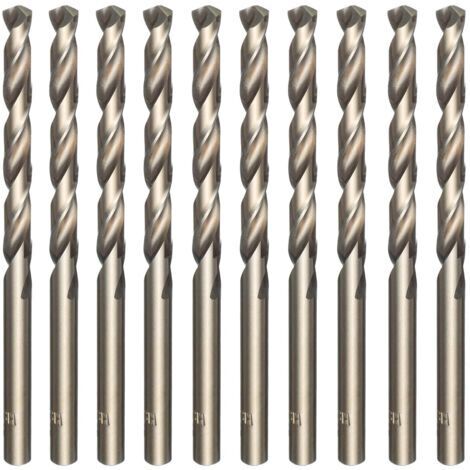 BUNTHAUS Lot de 10 forets hélicoïdaux dorés en acier rapide M35 et cobalt - Pour percer l'acier inoxydable, les aciers durs, la fonte, le cuivre, l’aluminium, le bois et le plastique - 5 mm x 86 mm