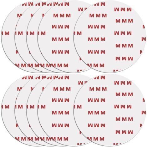 BUNTHAUS Lot de 10 pastilles adhésives circulaires double face de 70 mm Adhésif de rechange puissant pour support de montage de voiture pare brise caméra GPS verrouillage à ventouse crochet de tableau