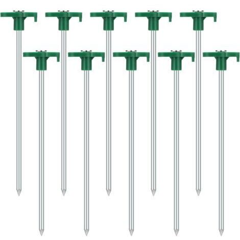 BUNTHAUS Lot de 10 piquets de tente stables - Piquets de tente résistants aux tempêtes - Piquets de tente en acier - Sardines de camping - Tente stable - Piquets solides pour sols durs forêt, prairie,