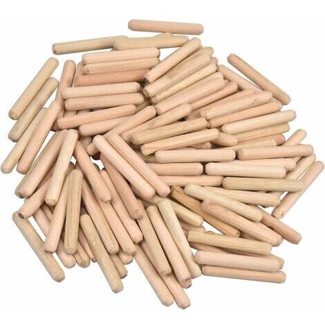BUNTHAUS Lot de 100 Rainurées en Bois Chevilles en Bois Effilée Chevilles Sergé Extrémité Goujons en Bouleau Cheville de Meuble Pour Amateurs et Bricolage Menuiserie 6mm x 40mm