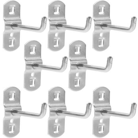 BUNTHAUS Lot De 12 Crochets en Métal Pour Panneaux Muraux, Crochets Pour Panneaux Perforés en Métal Argenté 5.8cm, Accessoires de Grille Métallique pour Magasins, Ateliers, Garages ()