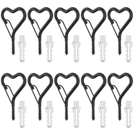 BUNTHAUS Lot de 12 crochets Q, 12 crochets à vis en forme de Q avec boucle de sécurité et 12 tubes d'extension pour suspendre des guirlandes lumineuses extérieures, des lumières de Noël, des plantes, 