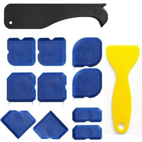 BUNTHAUS Lot de 12 pièces joint silicone, silicone, raclette silicone, lisseur joint silicone, pour le lissage des joints, grattoirs pour joints en silicone et acrylique