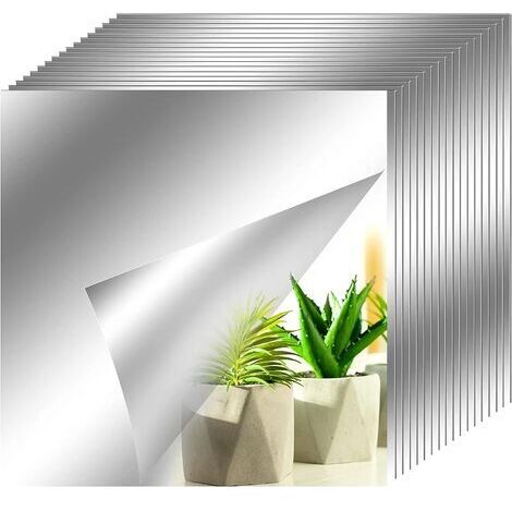 BUNTHAUS Lot de 18 miroirs autocollants décoratifs 15x15 cm – Miroirs en plastique amovibles – Idéal pour décoration intérieure – Salle de bain, salon, chambre - 18Pcs