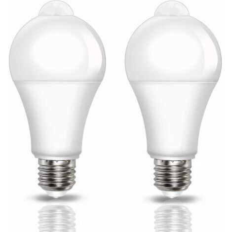 BUNTHAUS Lot de 2 Ampoule Detecteur de Mouvement Baïonnette LED, 12W, , Blanc Froid, CIR  80, étanches IP42 à économie d'énergie, non dimmable, Ampoule à Détecteur de Mouvement [Classe énergétique G]