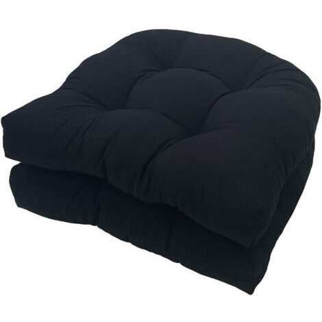 BUNTHAUS Lot de 2 Black,48x48CMcoussins en forme de U pour canapé,coussin de chaise de rechange en rotin,coussin de siège en osier,coussin de chaise pour intérieur,extérieur,coussin de chaise de patio