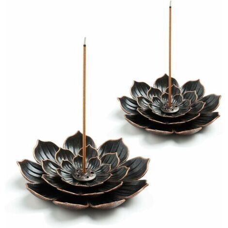 BUNTHAUS Lot de 2 brûleurs d'encens, support d'encens pour bâtons, support de bâton d'encens Lotus en laiton