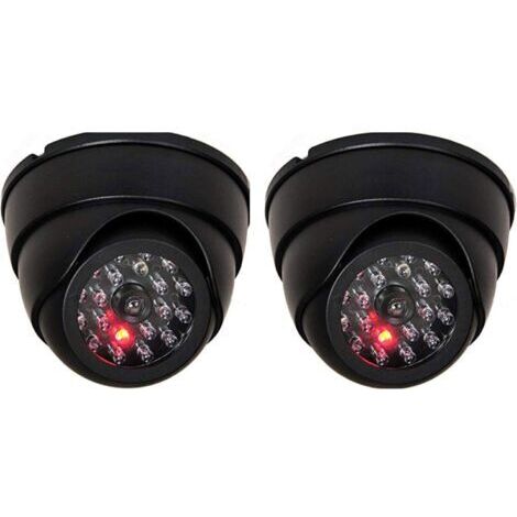 BUNTHAUS Lot de 2 caméras dôme factice avec caméra Infrarouge factice avec Objectif et Surveillance vidéo Clignotante