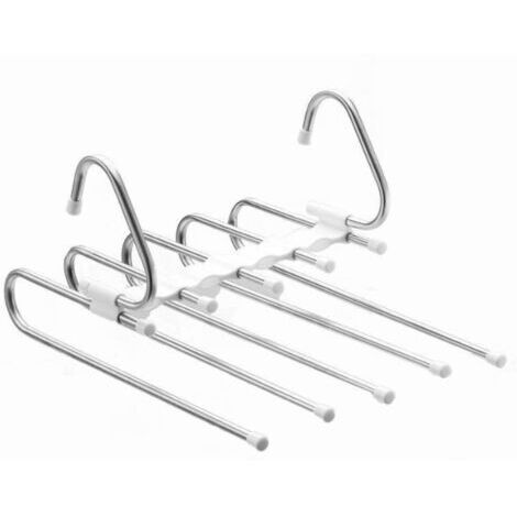 BUNTHAUS Lot de 2 cintres pour pantalons, organisateur de placard en métal gain de place, cintres antidérapants, rangement idéal pour pantalons, jeans, jupes, foulards et leggings.
