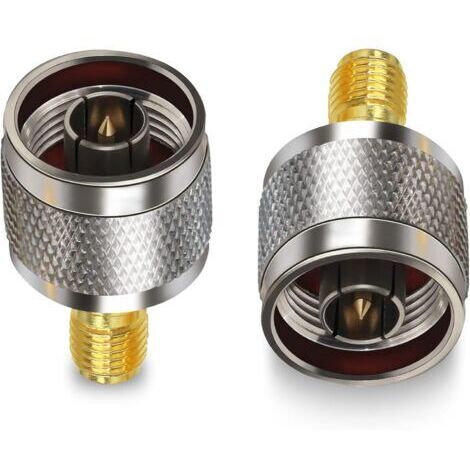 BUNTHAUS lot de 2 Connecteur SMA Femelle vers N mâle Prise mâle de Type N vers Prise Femelle SMA Adaptateur coaxial RF pour câble d'extension d'antenne Wi FI