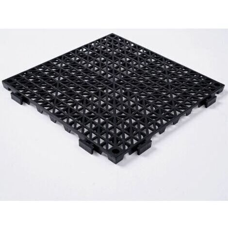BUNTHAUS Lot de 2 Dalles de Jardin Piscine 30x30x1,5 cm Noir Dalle Clipsable Ajourée Antidérapante en PVC Drainage Rapide Revêtements de Sol Extérieur Intérieur pour Terrasse Cuisine Spa Salle de Bain