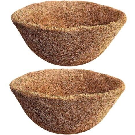 BUNTHAUS Lot de 2 Doublure en Fibre de Coco Naturelle pour Pot de Fleurs Ø30cm(12\") Panier Suspendu pour Pots de Fleurs Remplacement en Fibre de Coco pour jardinière