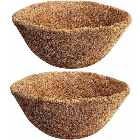 BUNTHAUS Lot de 2 Doublure en Fibre de Coco Naturelle pour Pot de Fleurs 35 cm Panier Suspendu pour Pots de Fleurs Remplacement en Fibre de Coco pour jardinière